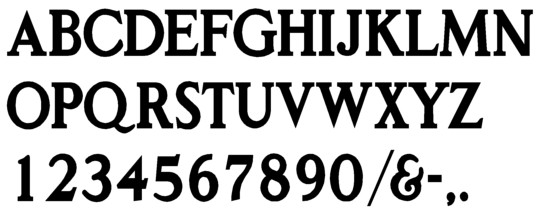Image of our complete alphabet in Classic Roman font for cast metal dimensional Letters