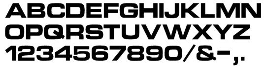 Image of our complete alphabet in Eurostyle Bold Extended font for cast metal dimensional Letters