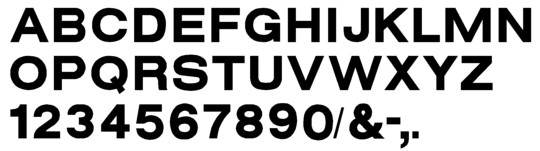 Image of our complete alphabet in Helvetica Bold Extended font for cast metal dimensional Letters