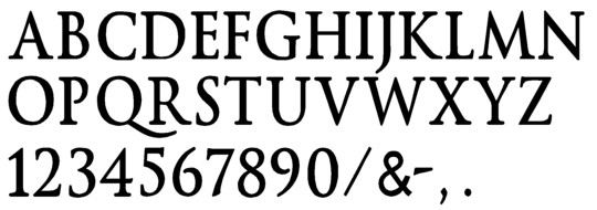Image of our complete alphabet in Trajan Bold Prismatic font for cast metal dimensional Letters