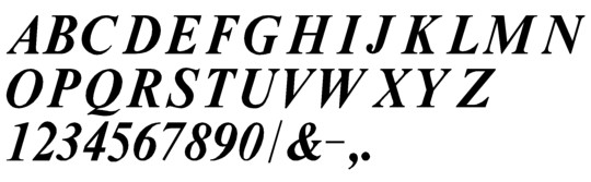 Image of our Times Bold Italic font Formed Plastic Letter