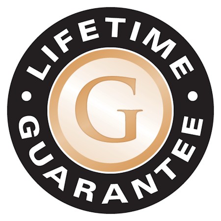 Lifetime warranty on Gemini Helvetica Light font style letters